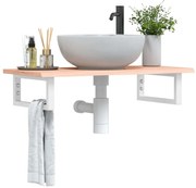 vidaXL Prateleira de parede p/ lavatório aço/madeira carvalho maciça