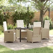 vidaXL Conjunto de Jantar de Jardim com Almofadas, Rattan Poliéster Bege
