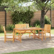 vidaXL Conjunto de Jantar para Jardim - 4 Peças: Mesa de Madeira Sólida de Acácia