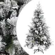 vidaXL Árvore de Natal c/ flocos de neve e pinhas 195 cm PVC e PE