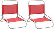 Cadeiras de praia dobráveis 2 pcs tecido vermelho