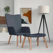 vidaXL Cadeira de descanso com banco veludo cinzento-escuro