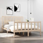 vidaXL Estrutura de cama casal 135x190 cm madeira maciça