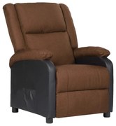 vidaXL Poltrona TV reclinável couro artificial/tecido castanho