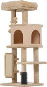 PawHut Arranhador para Gatos Grande Altura 104 cm com Plataformas Postes com Escova Bolas Suspensas e Almofadas para Arranhar Bege | Aosom Portugal