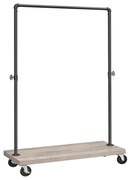 Varal VASAGLE para Quarto, Cabideiro Resistente, Cabideiro Industrial com Rolamento de Tubos e Prateleira, Barra Superior com Carga Máxima de 90 kg, Lavanderia, Loja de Varejo, Cinza e Preto HSR065B02