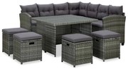 vidaXL 6 pcs conjunto lounge de jardim c/ almofadões vime PE cinzento