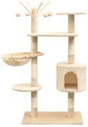 vidaXL Árvore para gatos c/ postes arranhadores sisal 125 cm bege