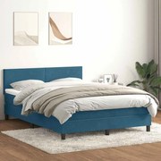 vidaXL Cama com molas/colchão 140x210 cm veludo azul-escuro