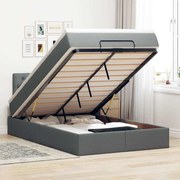Cama otomana com colchão&amp;LEDs 120x190 cm tecido cinzento escuro