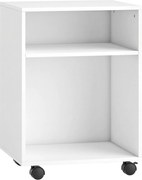HOMCOM Suporte para impressora Mesa com 2 prateleiras abertas e rodízios com trava para escritório e casa, fax e scanner, 40 x 35 x 56 cm, Branco | Aosom Portugal