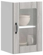 vidaXL Armário de parede de cozinha porta de vidro Lucca cinza sonoma