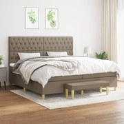 vidaXL Cama com molas/colchão 200x200 cm tecido castanho-acinzentado