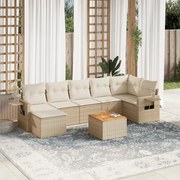 vidaXL 8 pcs conjunto de sofás p/ jardim com almofadões vime PE bege