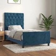 vidaXL Estrutura de cama sem colchão 80x200 cm veludo azul-escuro