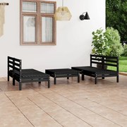 5 pcs conjunto lounge de jardim pinho maciço preto