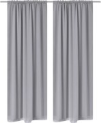 2 pcs cortinas opacas com barra de franzir 135 x 245 cm cinzento