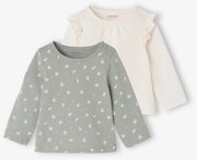 Lote de 2 camisolas Basics de manga comprida, para bebé verde-salva