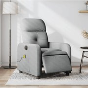 vidaXL Poltrona de massagens reclinável elétrica tecido cinzento-claro