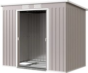 Outsunny Abrigo de Jardim 213x130x172 cm Abrigo de Exterior de Aço Galvanizado com Porta Corredeira para Armazenamento Cinza Claro | Aosom Portugal