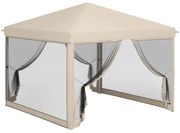 Outsunny Tenda Dobrável 3x3 m Tenda de Jardim para Exterior com Rede Mosquiteira Bolsa de Transporte Estrutura de Aço e Tecido Oxford Bege | AOSOM Portugal