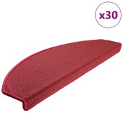 vidaXL Tapetes de escada 30 peças 65x24x4 cm Vermelhos meio redondo grande