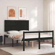 Estrutura de cama com cabeceira 140x190 cm madeira maciça preto