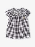 Vestido vichy com favos, para bebé cinzento