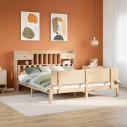vidaXL Cama com estante sem colchão 180x200 cm pinho maciço