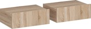 HOMCOM Conjunto de 2 Mesas de Cabeceira Flutuantes com 1 Gaveta para Quarto 40x30x15 cm Carvalho | Aosom Portugal