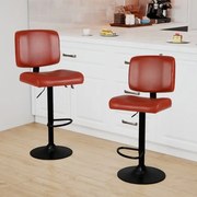 Conjunto de 2 bancos giratórios de bar com altura ajustável, assento em PU acolchoado e apoio para os pés para sala de jantar, ilha de cozinha ou pub,