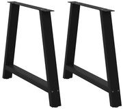 vidaXL Pés para mesa de jantar em formato A, 2 peças, preto, 90x (72-73) cm, aço