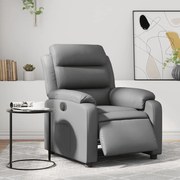 vidaXL Poltrona reclinável elétrica couro artificial cinzento