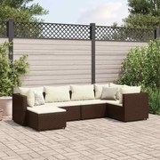 vidaXL 6 pcs conj. lounge jardim c/ almofadões 6 pcs vime PE castanho