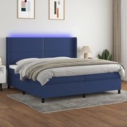 vidaXL Cama box spring c/ colchão e LED 200x200 cm tecido azul