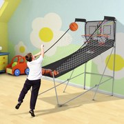 Conjunto de Cestos de Basquetebol Dobráveis e Portáteis de aço 205x110x205 cm Cor Preto e Branco