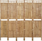 vidaXL Biombo/divisória com 5 painéis 200x180 cm bambu