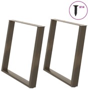 Pés para mesa de jantar em formato de U, 2 peças, aço natural, 100x(72