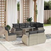 vidaXL 9 pcs conj. sofás jardim com almofadões vime PE cinzento-claro