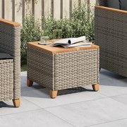 vidaXL Mesa de jardim 45x45x37 cm vime PE e madeira de acácia cinzento