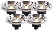 Conjunto de 5 lâmpadas LED reguláveis GU10 AR111 11W 810lm 2700K