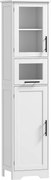 HOMCOM Coluna Casa de Banho com Porta de Vidro Prateleiras Ajustáveis Gaveta para Espaços Pequenos 40x31x170 cm Branco | Aosom Portugal
