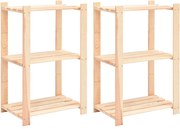 vidaXL 2 unidades arrumação 3 prateleiras 60x38x90cm pinho 150 kg