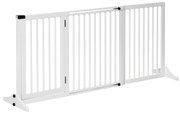 PawHut Barreira de Segurança Extensível 3 Peças com Estrutura de Madeira e Suporte de Pé 113-166x36x71cm Branco | Aosom Portugal