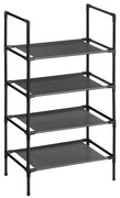 SONGMICS Sapateira de 4 níveis, organizador de sapatos com estrutura de metal, camada de tecido não tecido, para corredor, quarto, sala de estar, 45 x 28 x 80 cm, preto LSR004B02