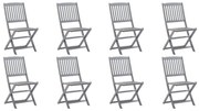vidaXL Cadeiras de exterior dobráveis 8 pcs madeira de acácia maciça