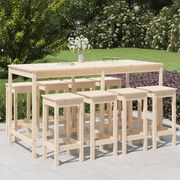 9 pcs conjunto de bar para jardim pinho maciço