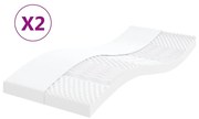 Colchões de espuma 2 pcs 90x190 cm 7 zonas dureza 20 ILD branco