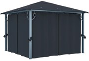 vidaXL Gazebo com cortina 300x300 cm alumínio antracite