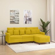 vidaXL Sofá de 3 lugares com apoio de pés 180 cm veludo amarelo